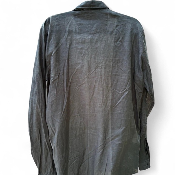 Black Button-Up Shirt with White Accents - Picture 3 of 4